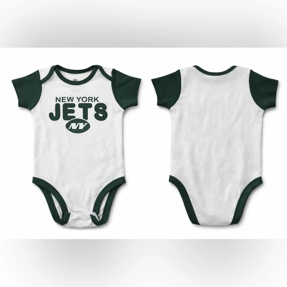 NFL Team 1 Piece New York Jets Toddlers Size 12 Months White W/Green Trim & Logo